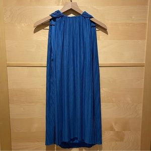 Zara Pleated Knee Length Sleeveless High Neck Dress Royal Blue NWOT Size small